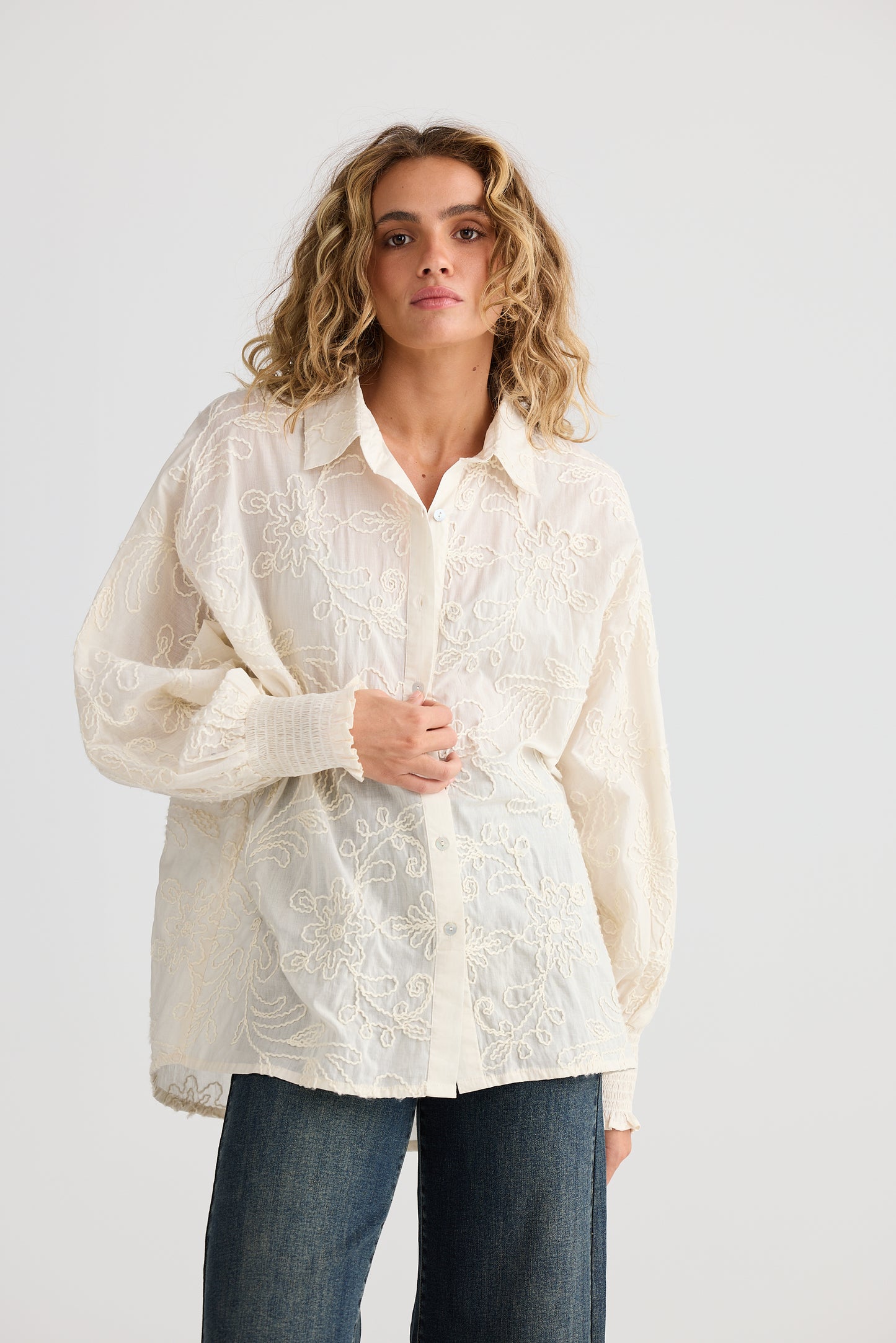 CANTILLY SHIRT NATURAL EMBROIDERY