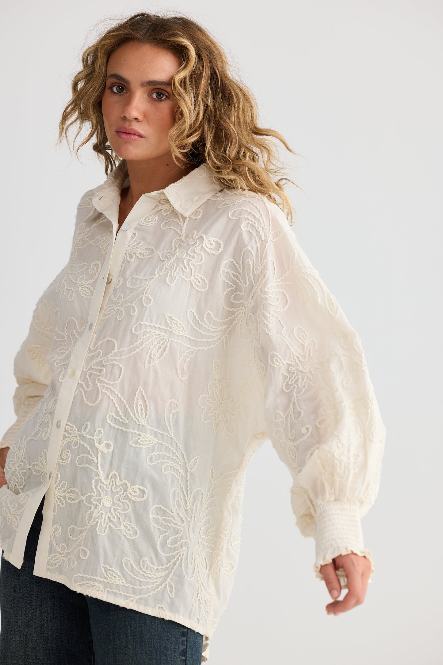 CANTILLY SHIRT NATURAL EMBROIDERY