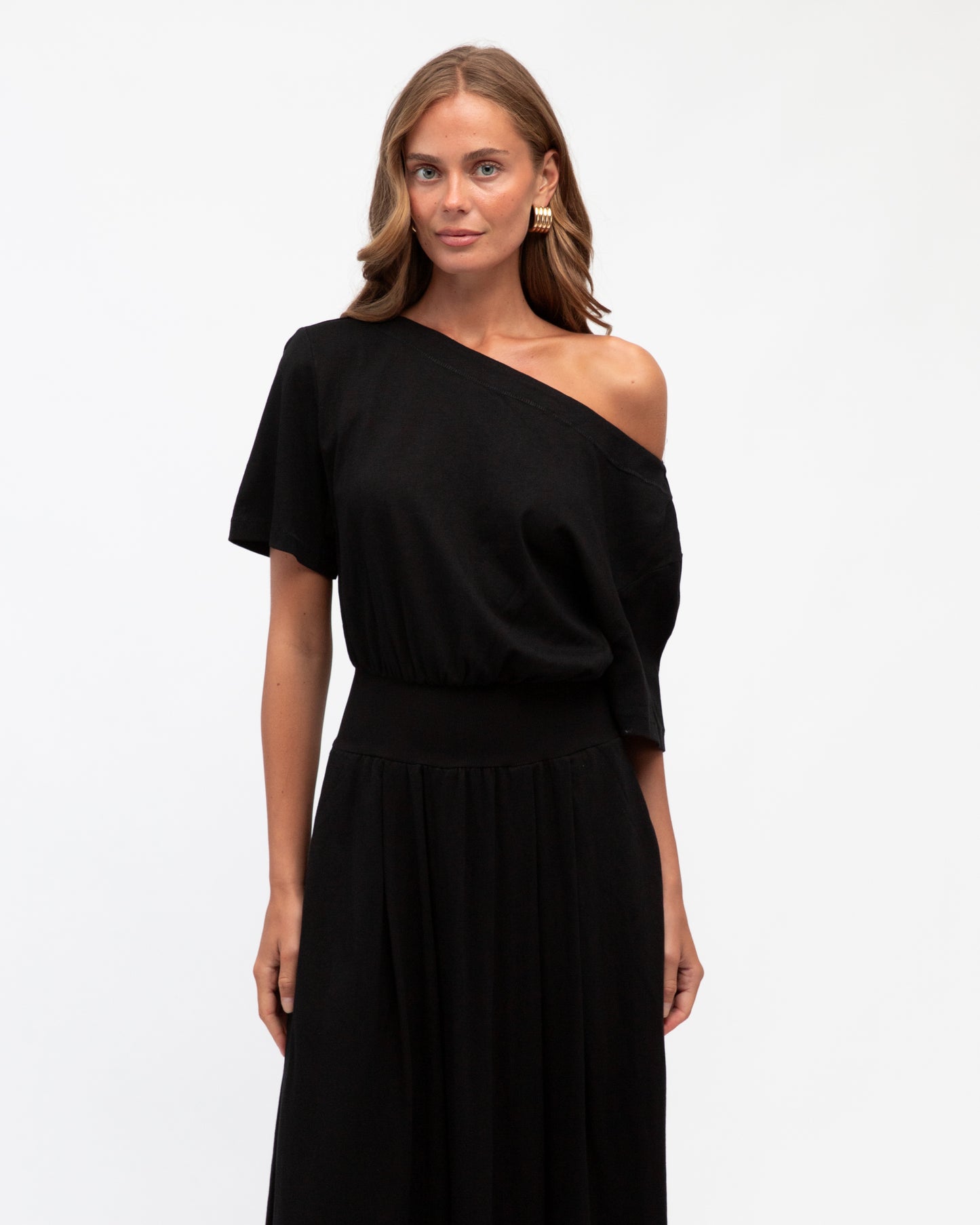 asym neckline cotton dress