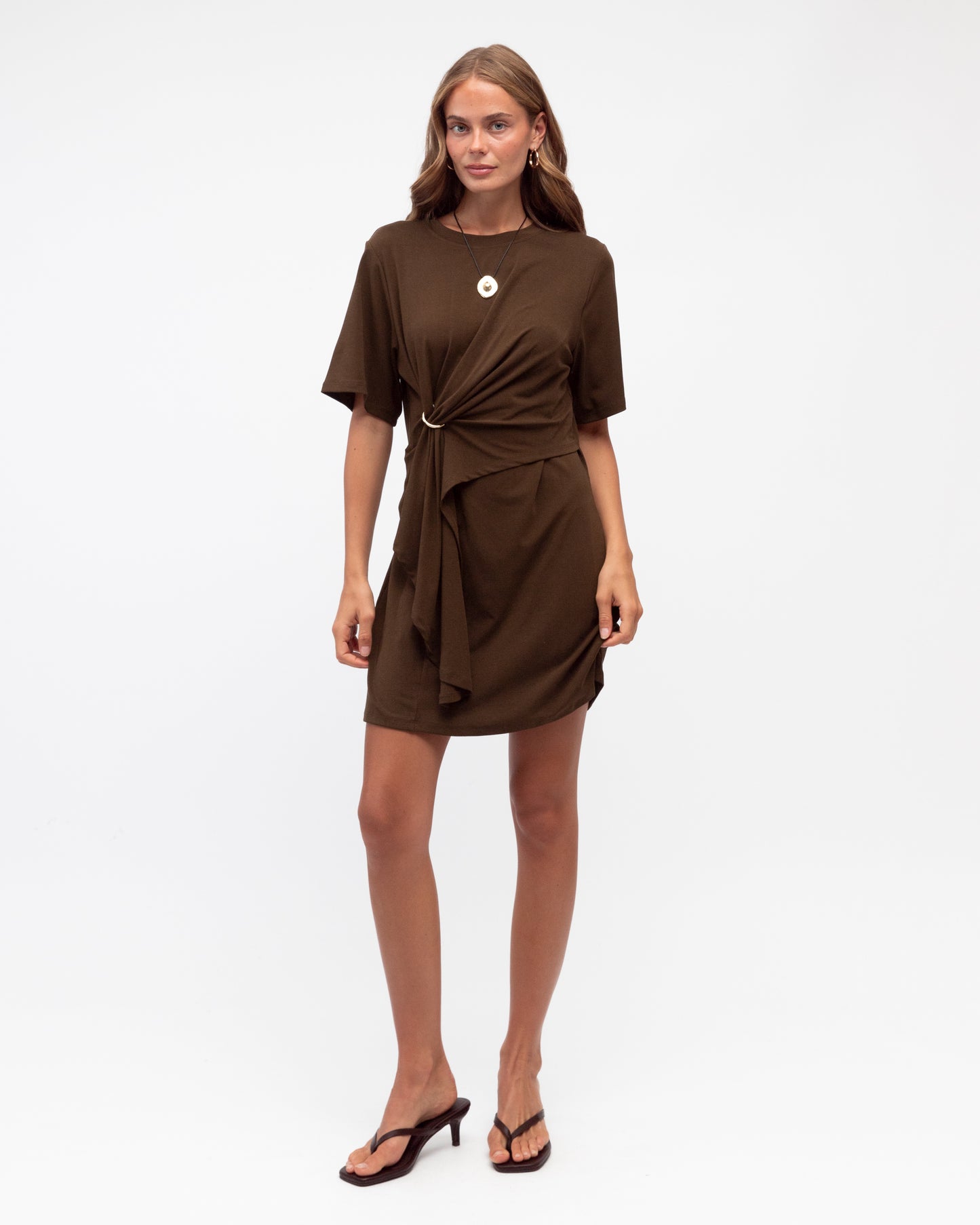 DRAPE DETAIL TEE DRESS