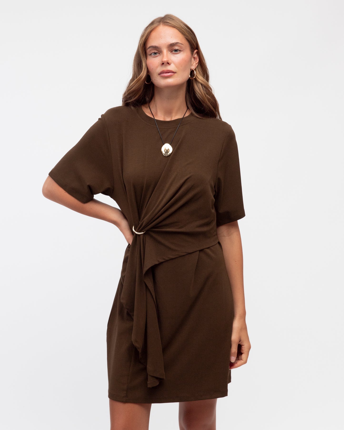 DRAPE DETAIL TEE DRESS