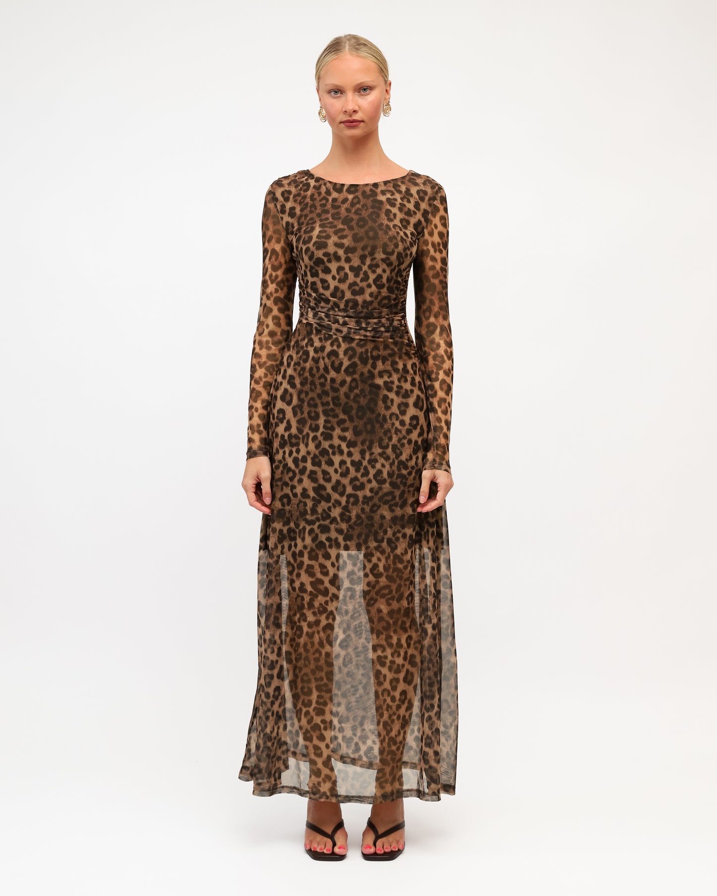 NIGHT LEOPARD MESH MAXI DRESS