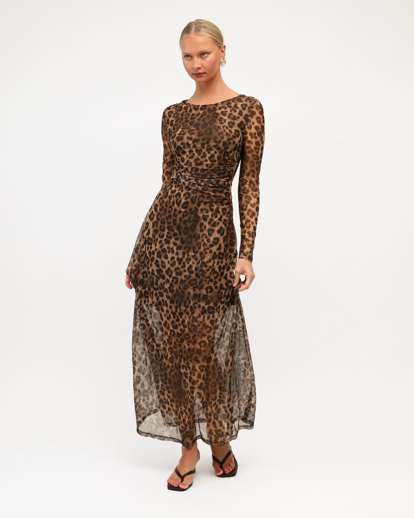 NIGHT LEOPARD MESH MAXI DRESS