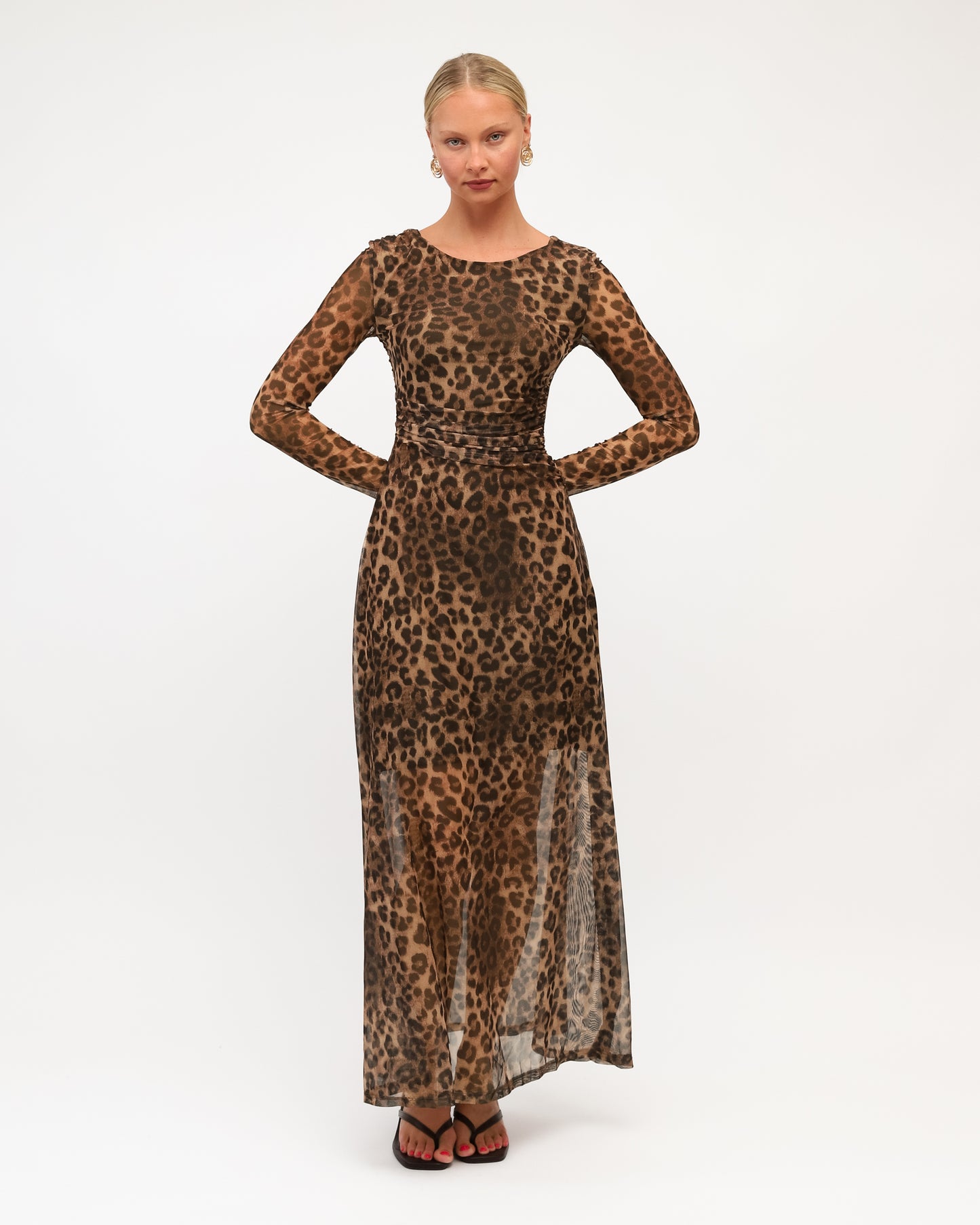 NIGHT LEOPARD MESH MAXI DRESS