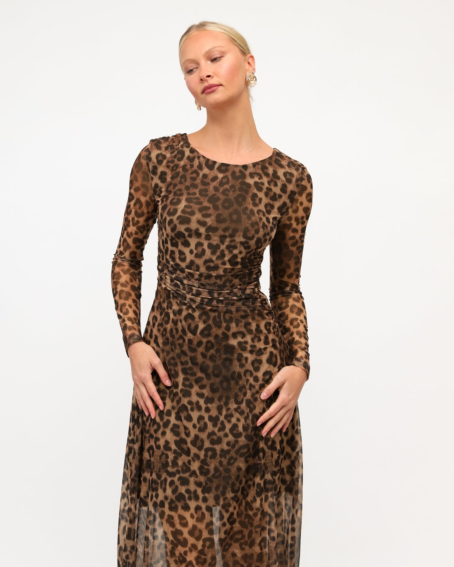 NIGHT LEOPARD MESH MAXI DRESS