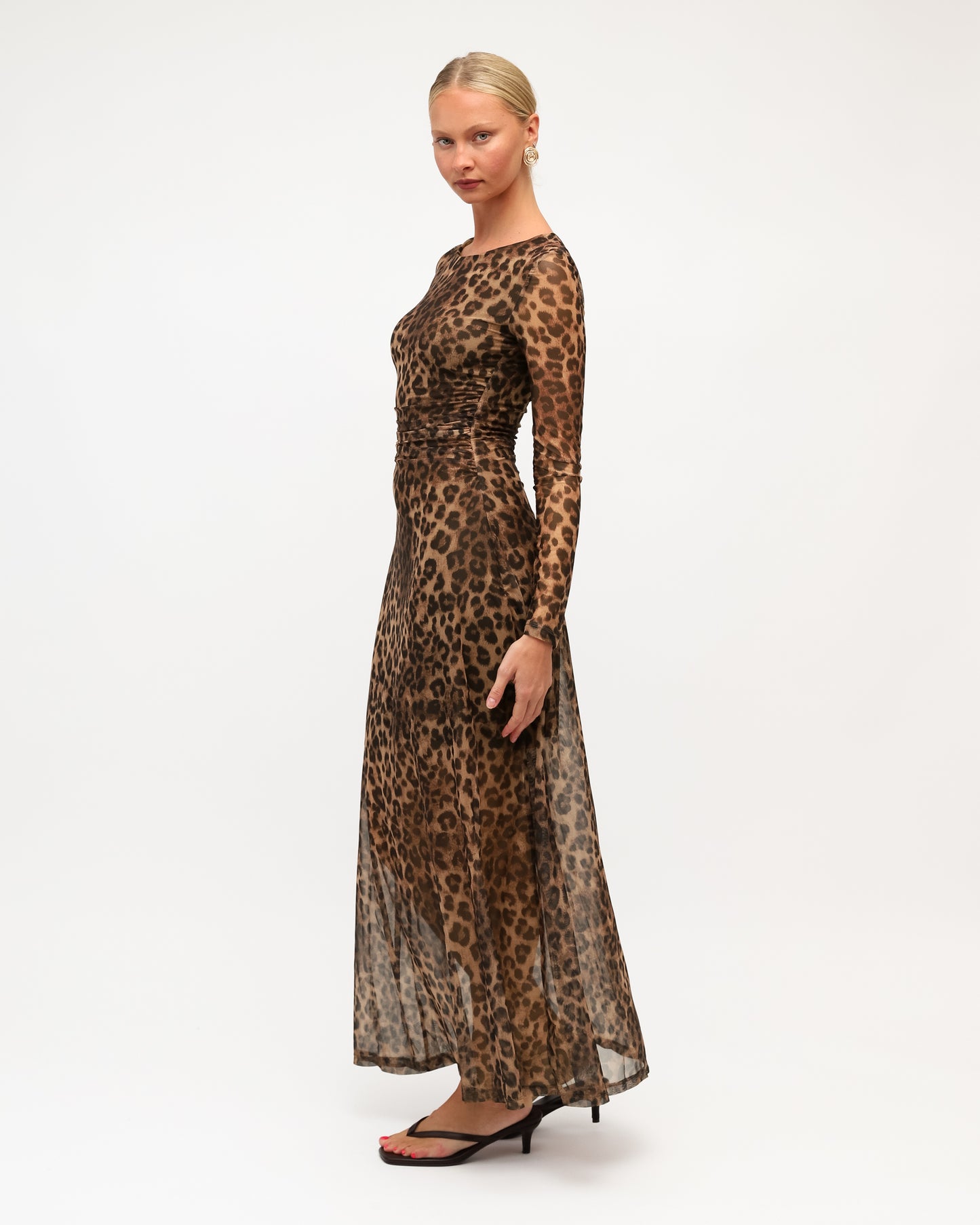 NIGHT LEOPARD MESH MAXI DRESS