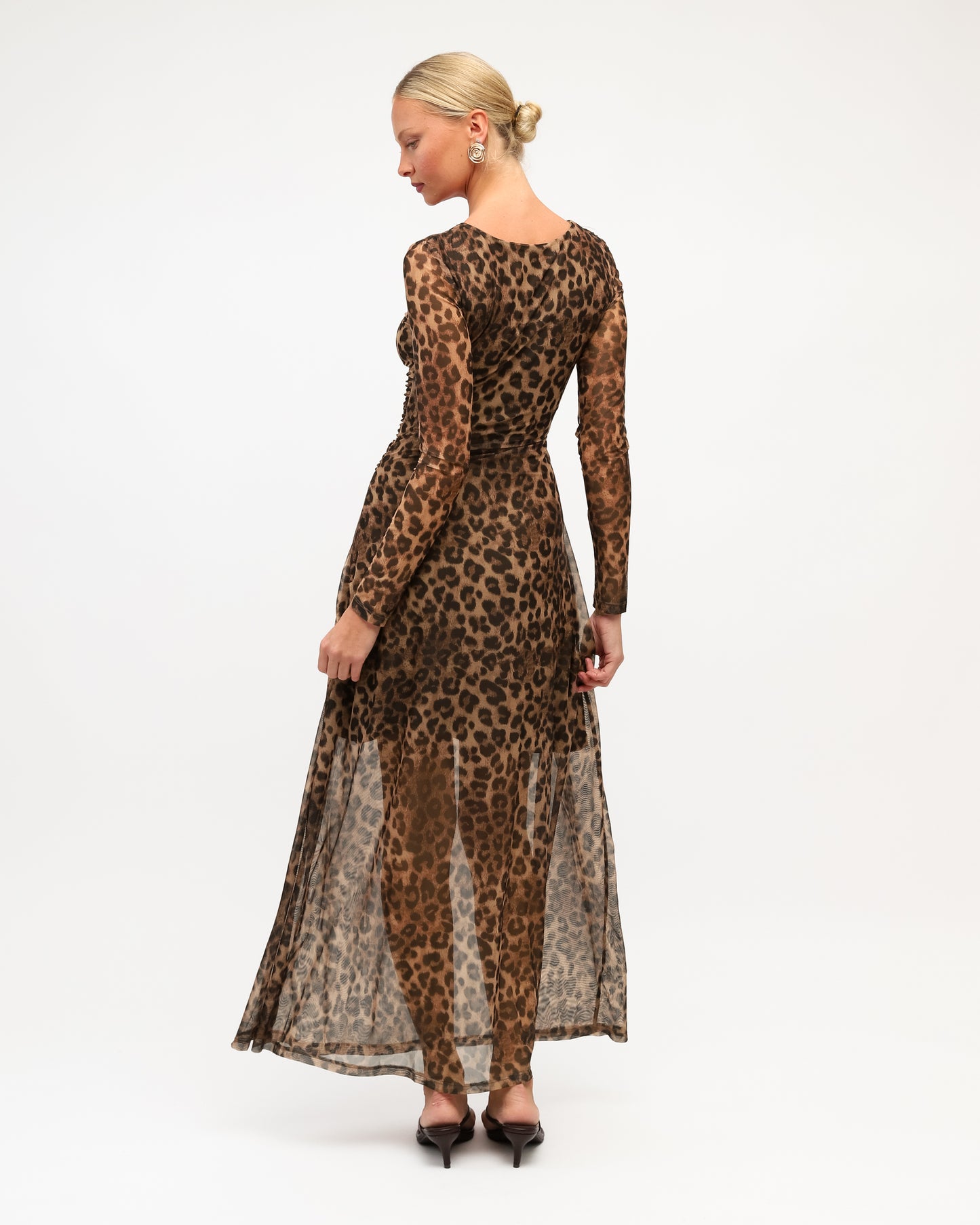 NIGHT LEOPARD MESH MAXI DRESS