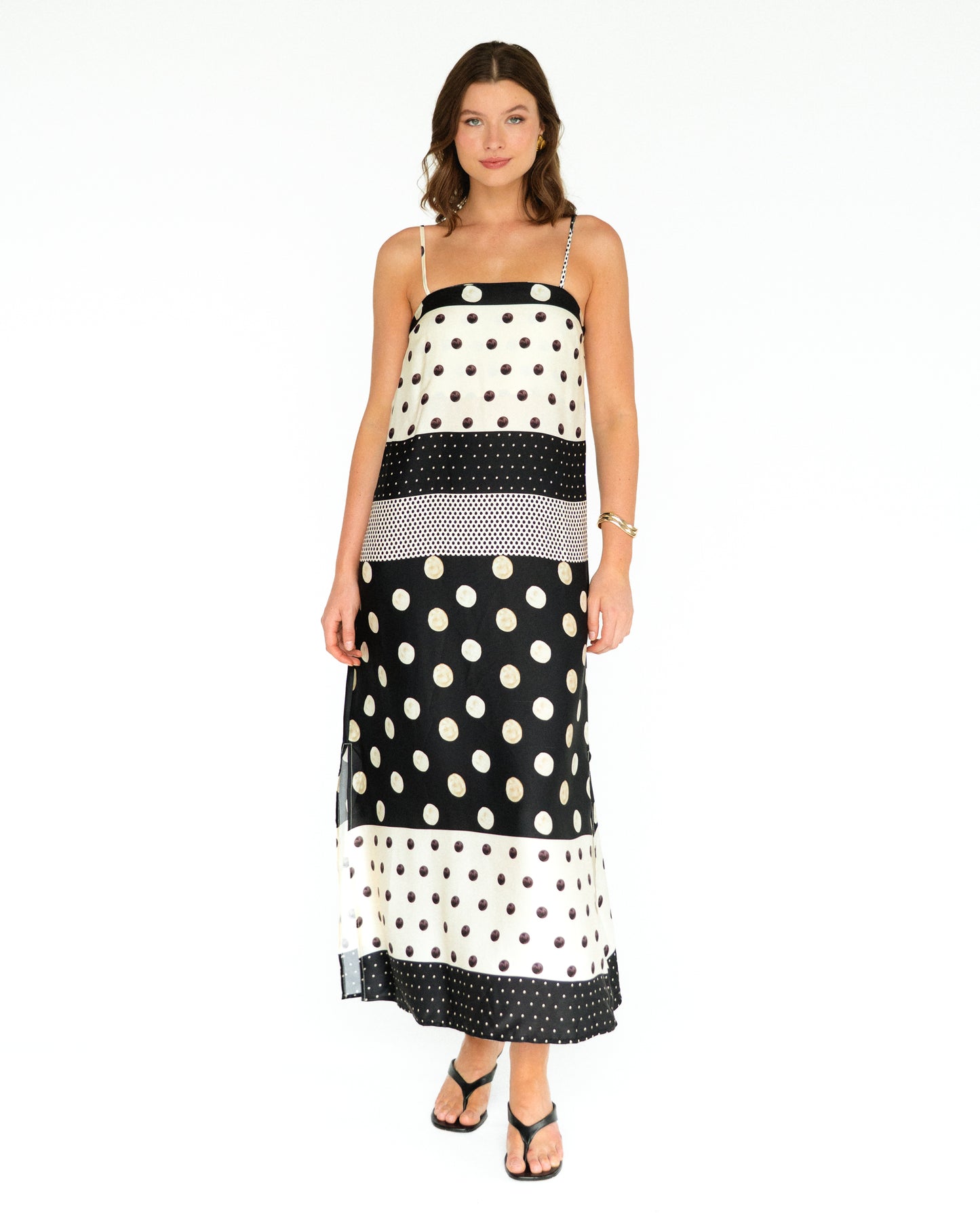 spot panel maxi dress