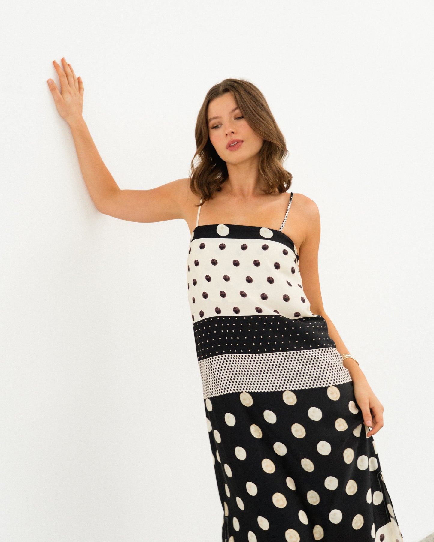 spot panel maxi dress