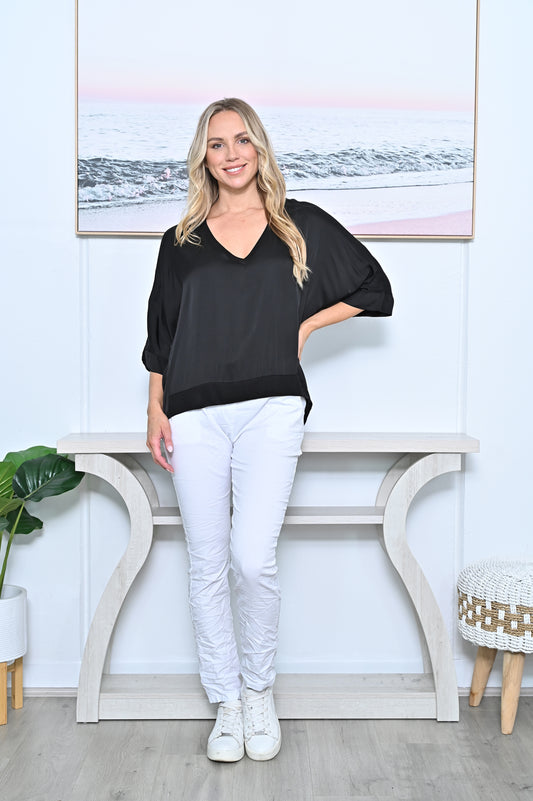 SILK V-NECK TEE