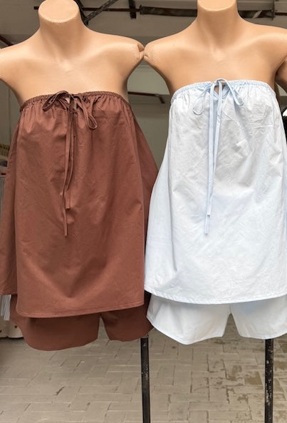 CHOCOLATE STRAPLESS SET