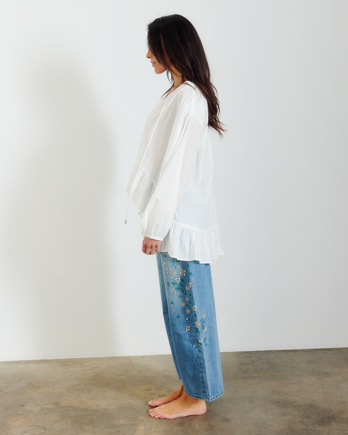 BEJEWELED BARREL JEANS