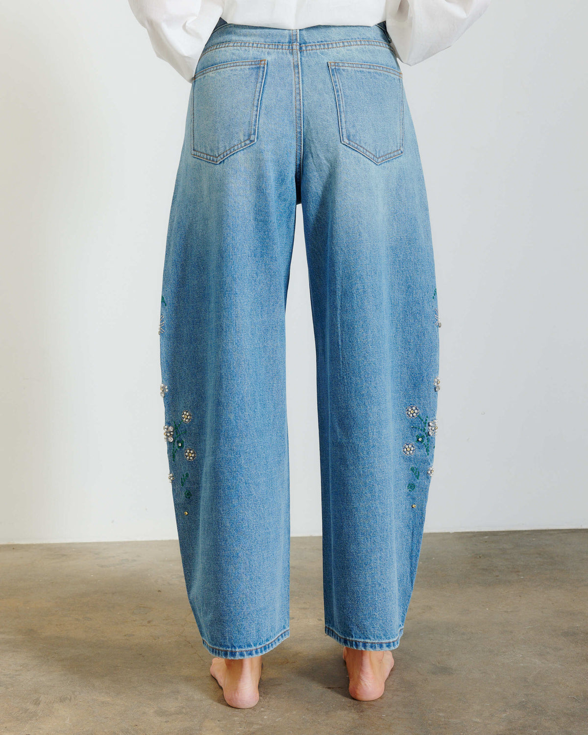 BEJEWELED BARREL JEANS