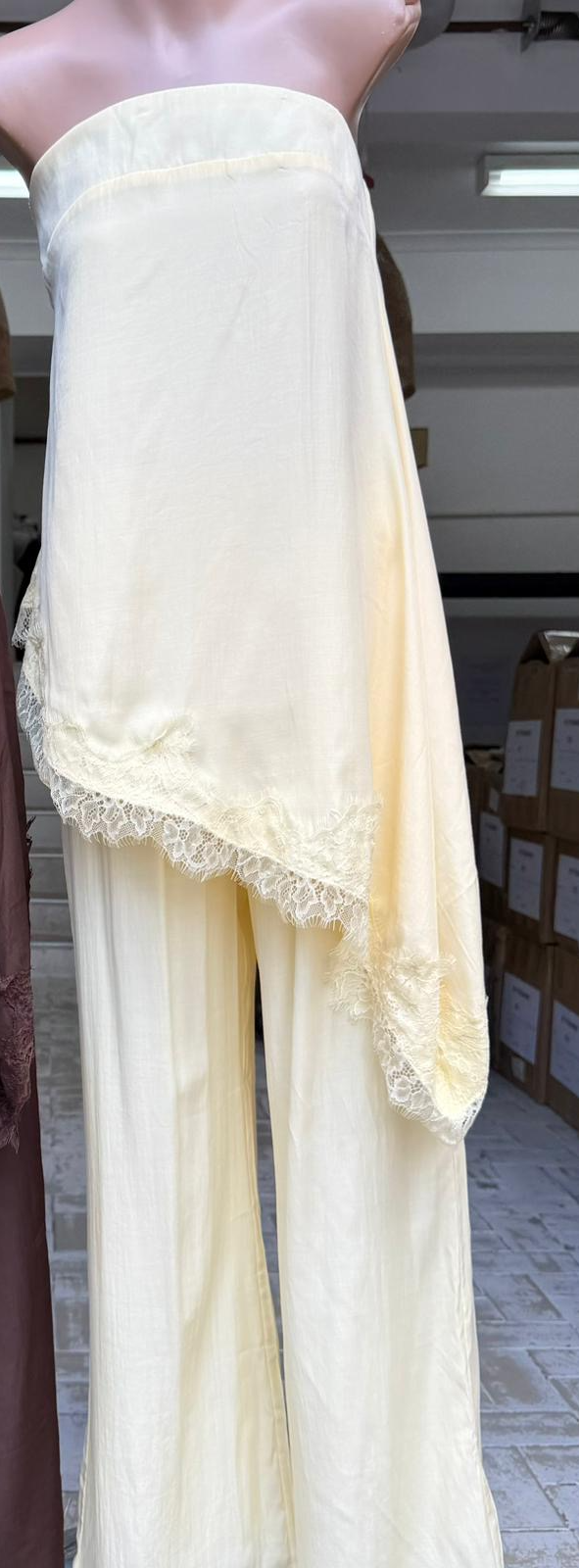 YELLOW STRAPLESS PANT SET