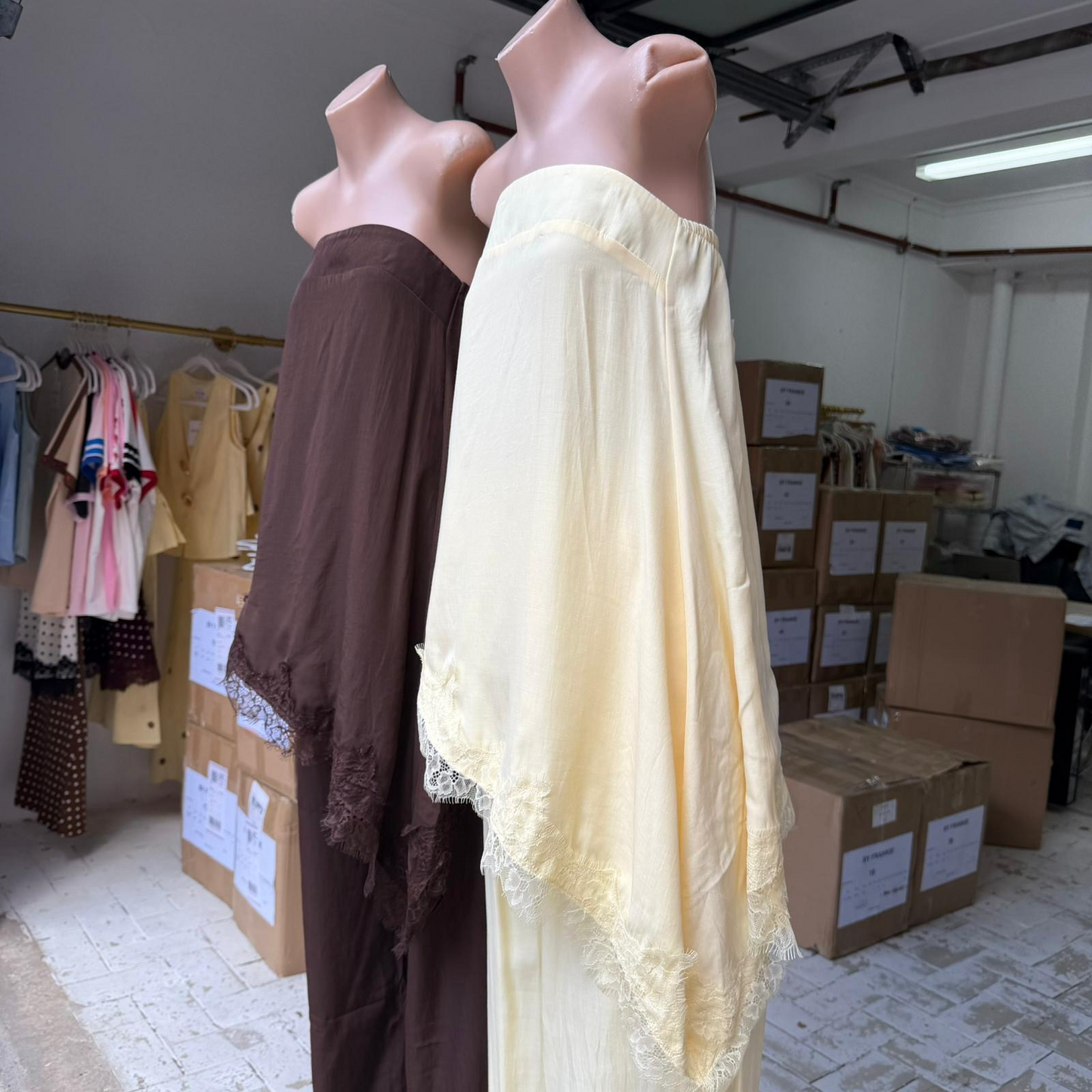 YELLOW STRAPLESS PANT SET