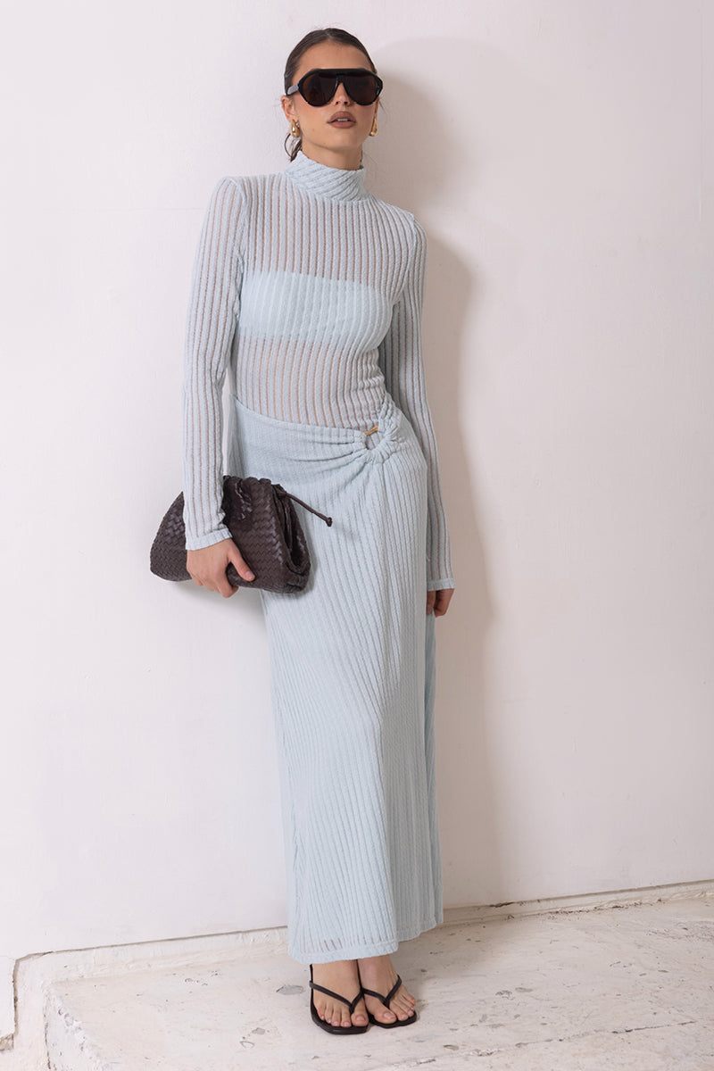 KNIT FUNNEL NECK DRESS