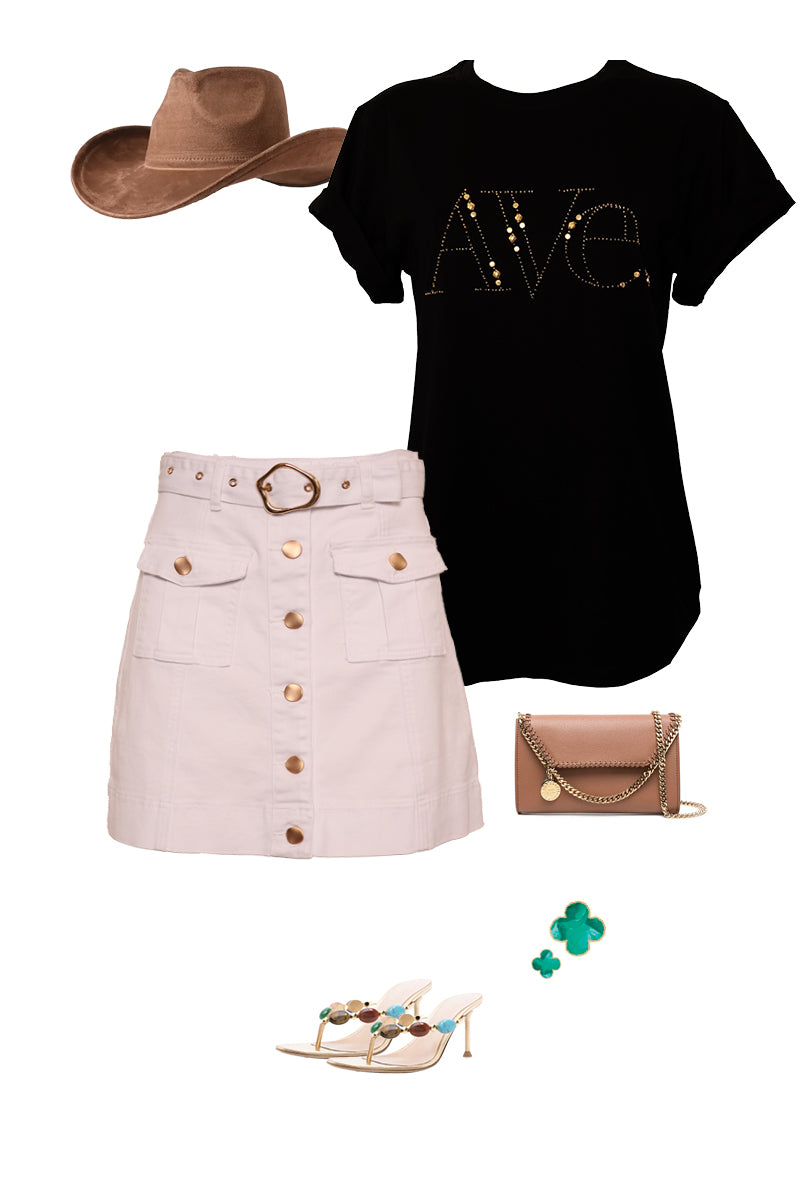 AVE TEE HAND BEADED