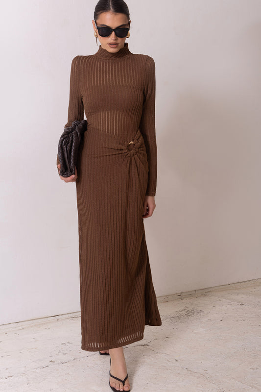 KNIT FUNNEL NECK DRESS