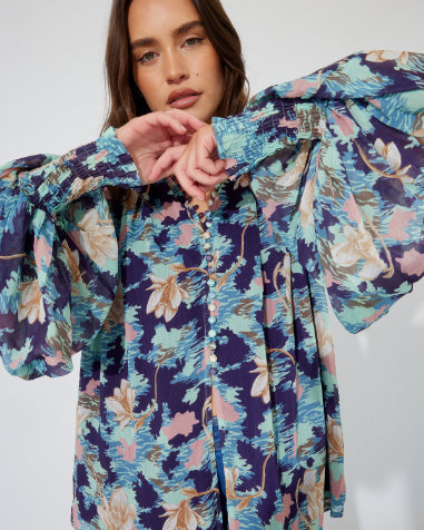 NAVY FLORAL DREAMS BLOUSE