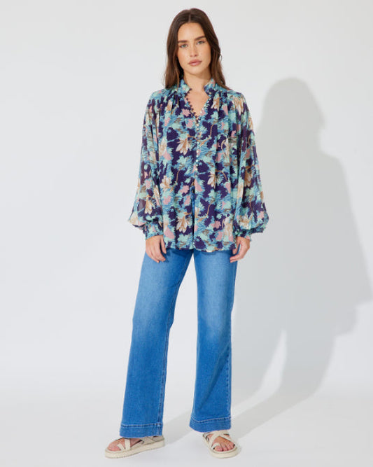 NAVY FLORAL DREAMS BLOUSE