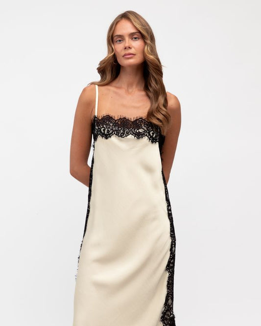 knee length dresses for ladies Studio Dress in Salt or Khaki by eb&ive - Kindred Spirit main image 1