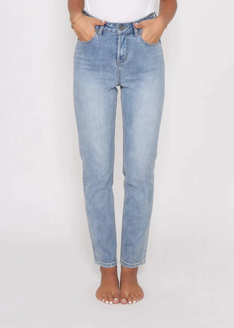 Olivia Mum Jean - BLUE WASH