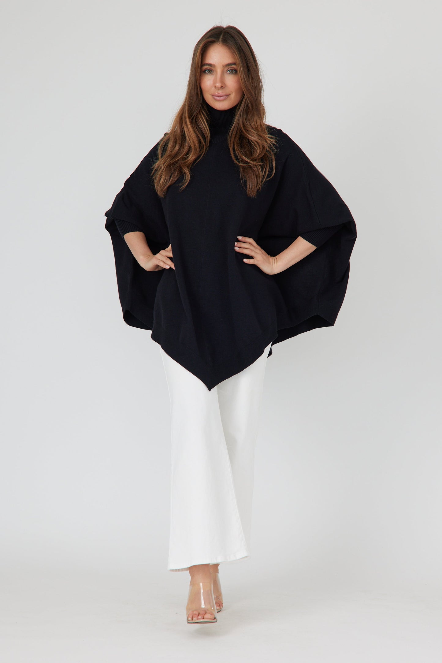 HIGH NECK POINT PONCHO