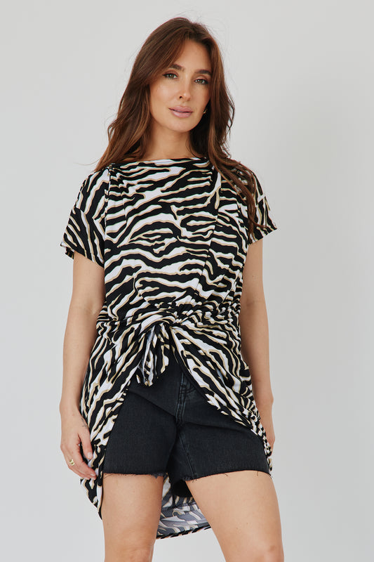 CURVED HEM BASIC - ZEBRA PRINT