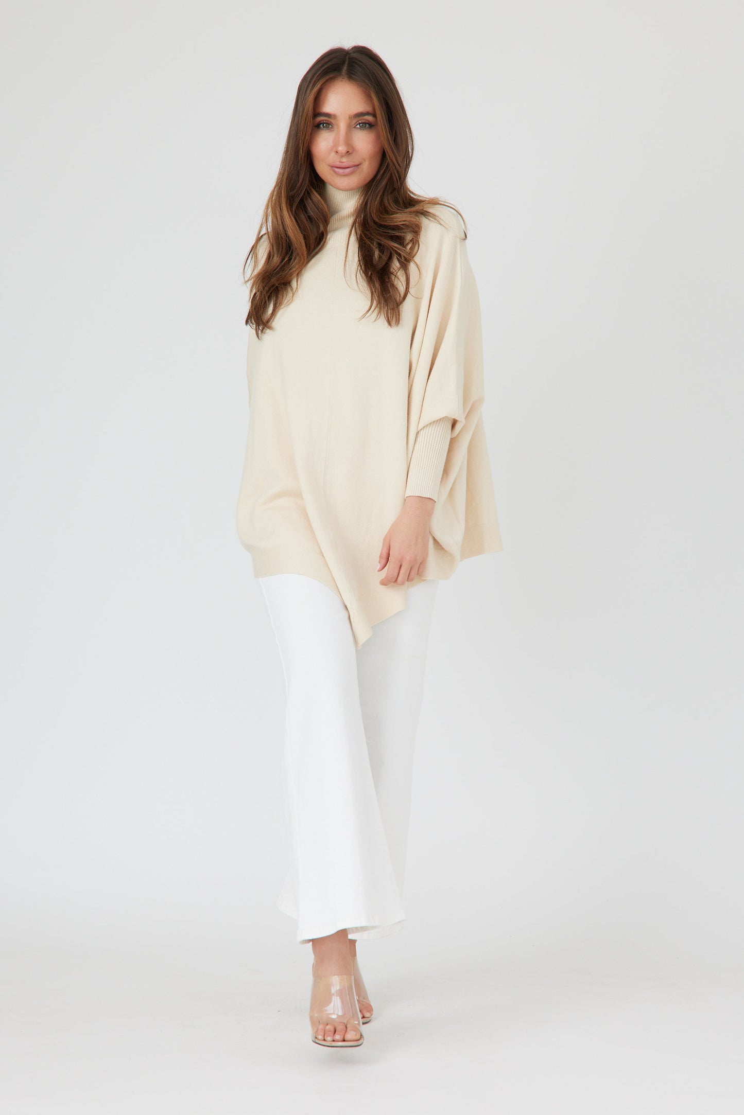 HIGH NECK POINT PONCHO