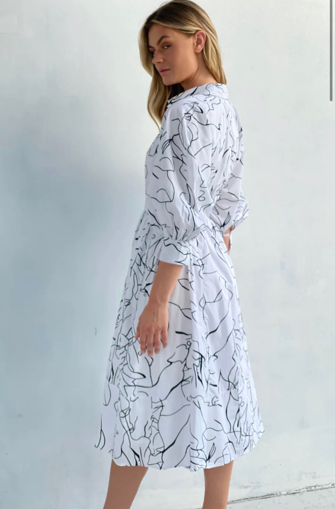 Scribble Print Midi Dress