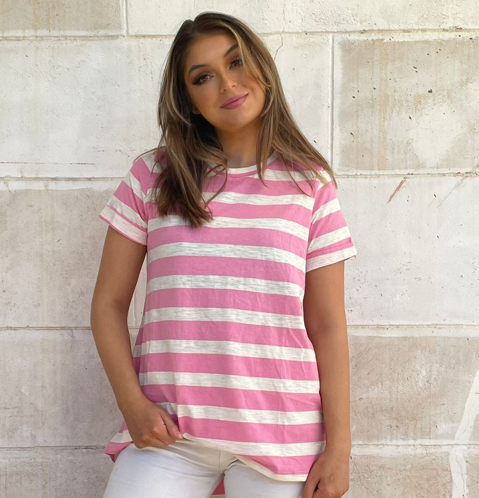 STRIPE  CUFF TEE