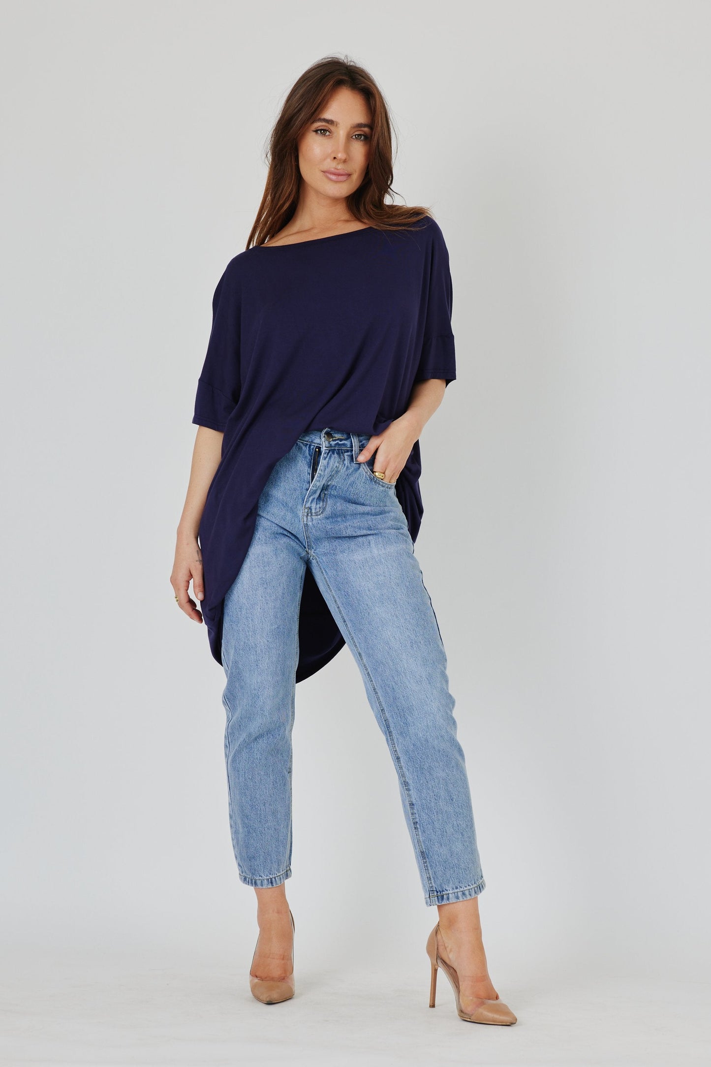 CURVED HEM TOP - PLAIN