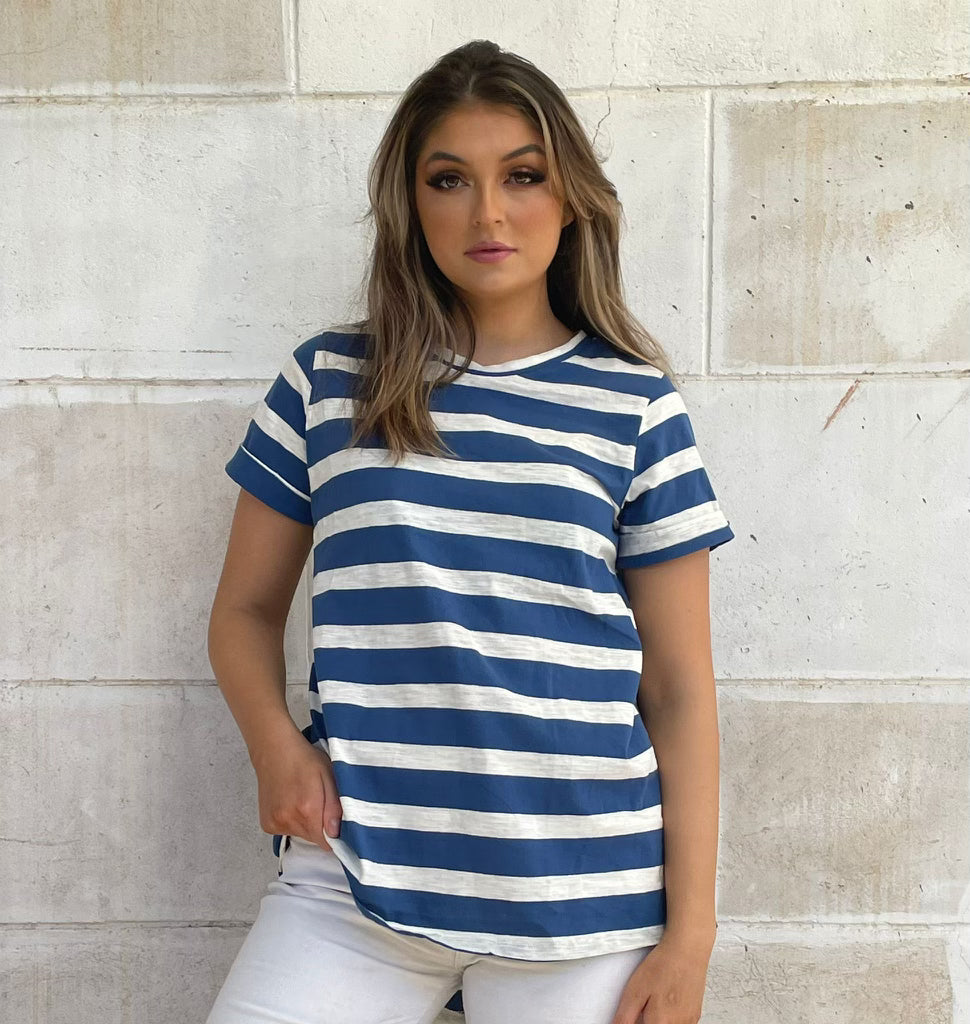 STRIPE  CUFF TEE