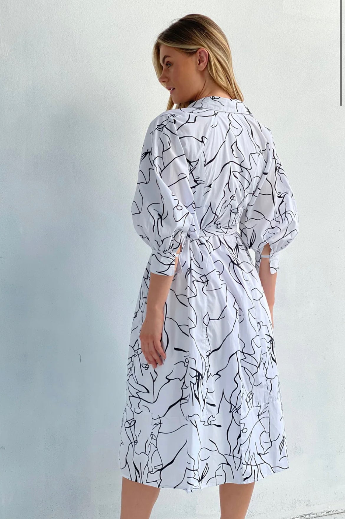 Scribble Print Midi Dress